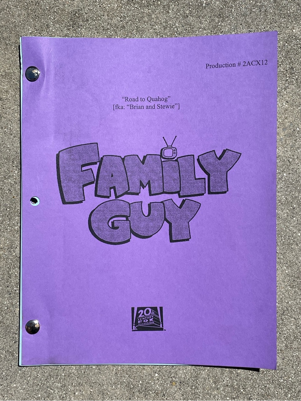 Family Guy 1999 Brian & Stewie aka Road to Quahog aka Road Island Used RD Script